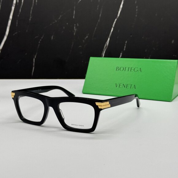 NEW BOTTEGA VENETA BV1059O 001 SQUARE BLACK WOMEN EYEGLASSES - Picture 2 of 10